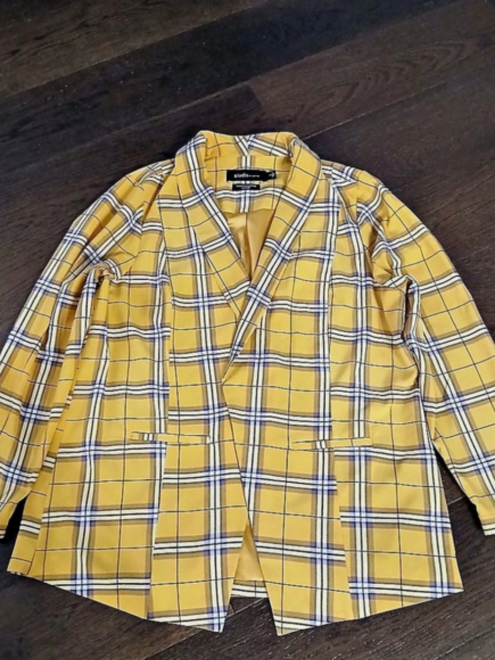 Studio by Torrid Plaid Blazer in Yellow & White Plaid Size 1 Modern Preppy Look